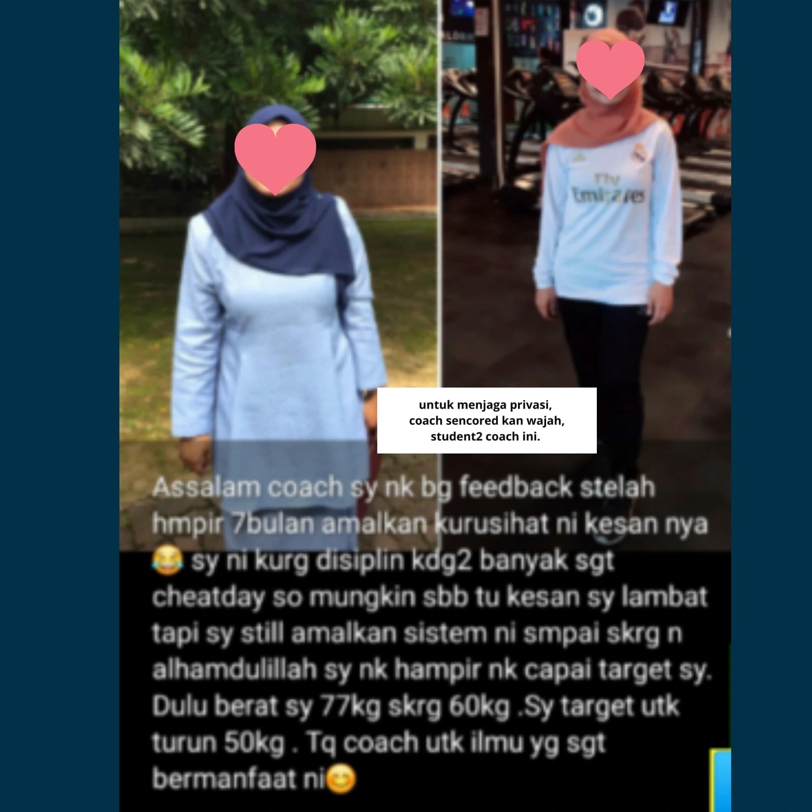 Perkongsian transformasi pelajar 3, wajah ditutup atau dikaburkan