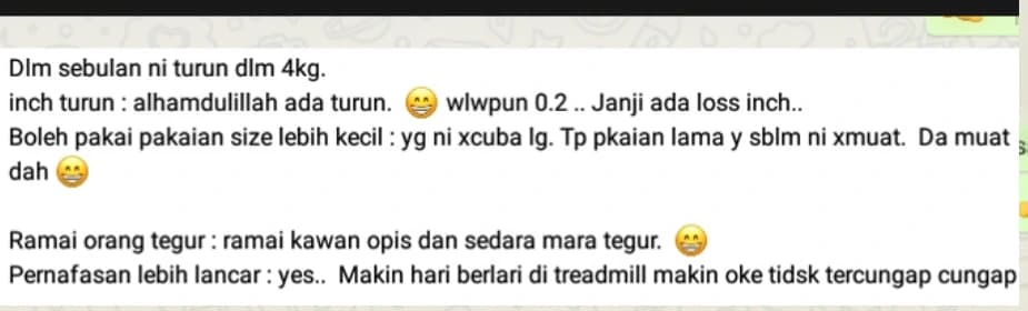 Screenshot perkongsian pelajar 21 daripada bimbingan Coach Akmal terdahulu