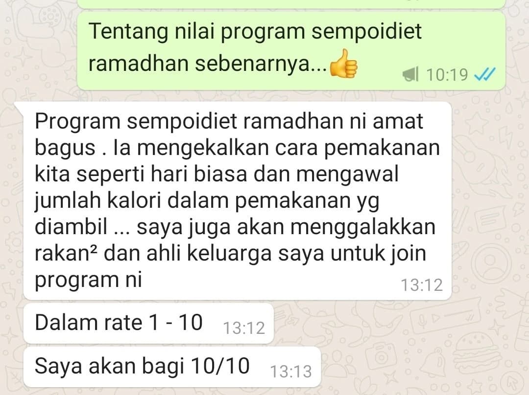 Screenshot perkongsian pelajar 6 daripada bimbingan Coach Akmal terdahulu
