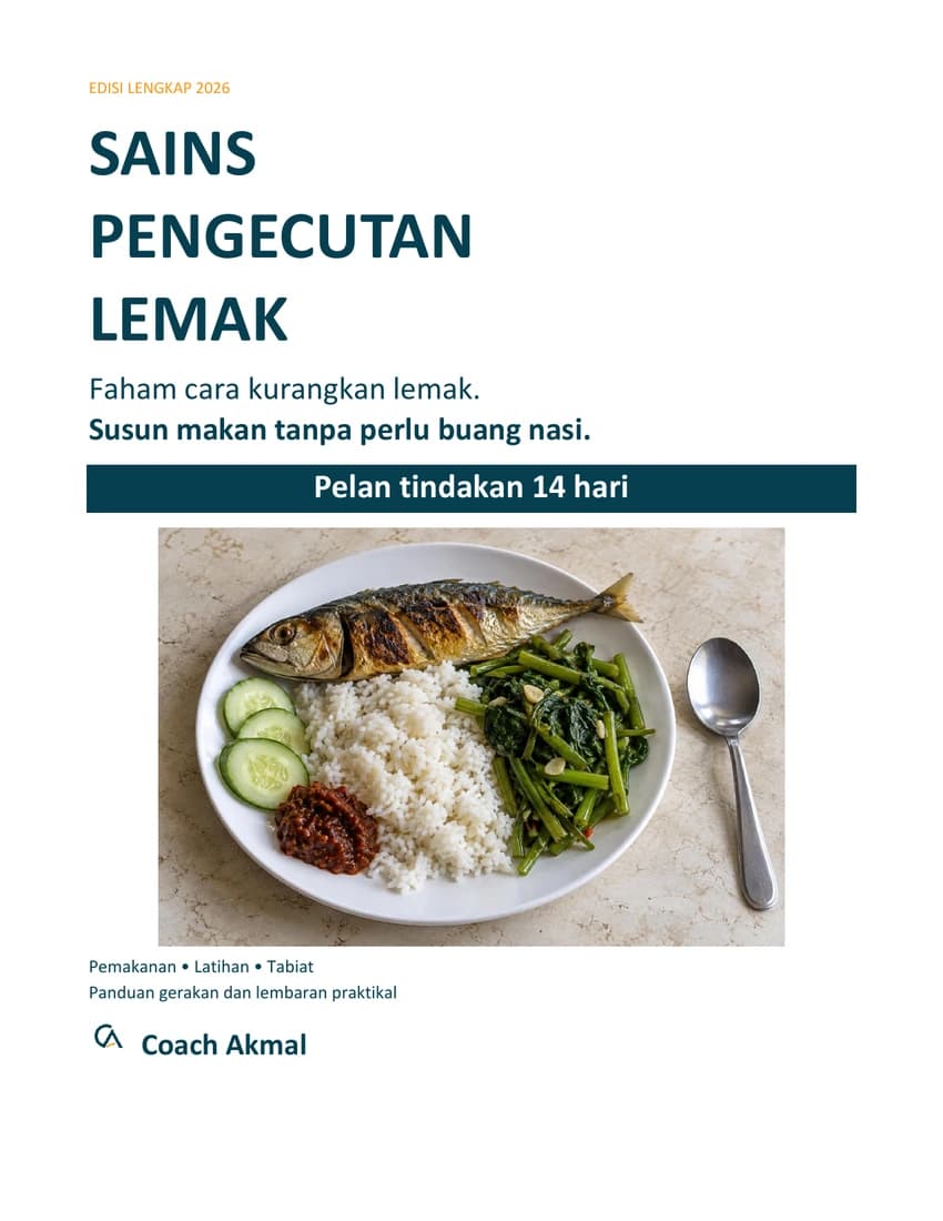 Muka depan ebook Sains Pengecutan Lemak oleh Coach Akmal